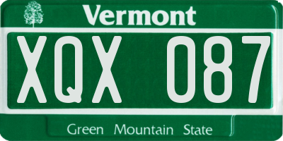 VT license plate XQX087