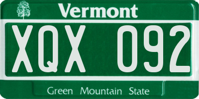 VT license plate XQX092