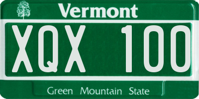 VT license plate XQX100