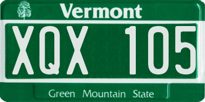 VT license plate XQX105