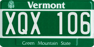 VT license plate XQX106