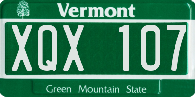 VT license plate XQX107