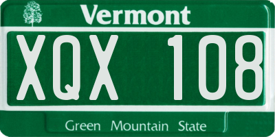 VT license plate XQX108