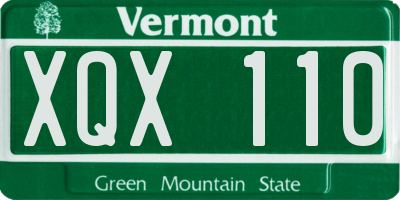 VT license plate XQX110