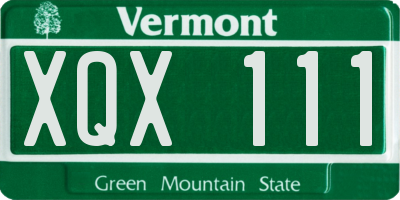 VT license plate XQX111