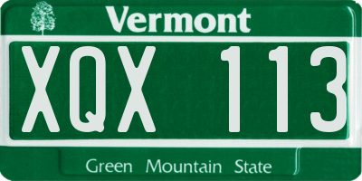 VT license plate XQX113