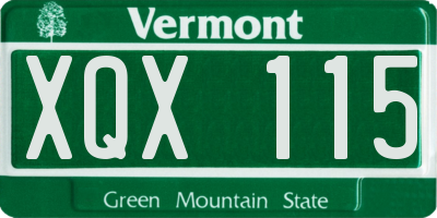 VT license plate XQX115