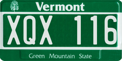 VT license plate XQX116
