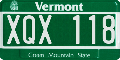 VT license plate XQX118