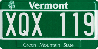 VT license plate XQX119