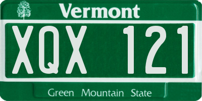 VT license plate XQX121