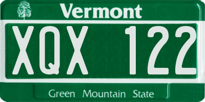 VT license plate XQX122
