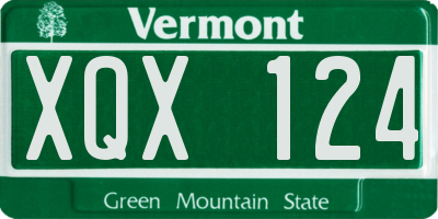 VT license plate XQX124