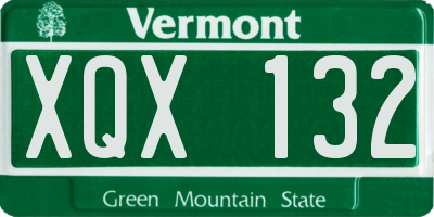 VT license plate XQX132