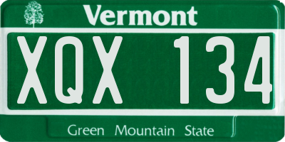VT license plate XQX134