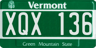 VT license plate XQX136
