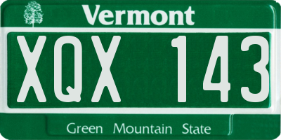 VT license plate XQX143