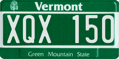 VT license plate XQX150