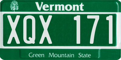 VT license plate XQX171