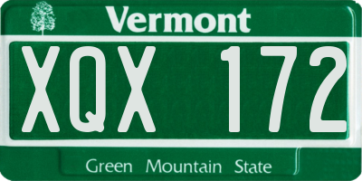 VT license plate XQX172