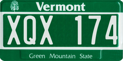 VT license plate XQX174