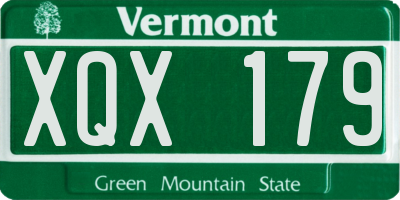 VT license plate XQX179