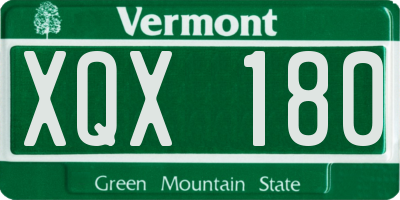 VT license plate XQX180