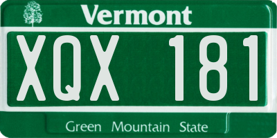 VT license plate XQX181