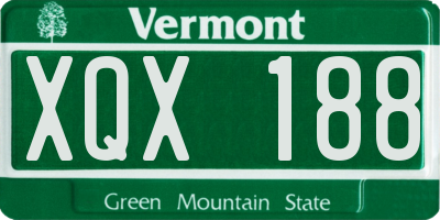 VT license plate XQX188