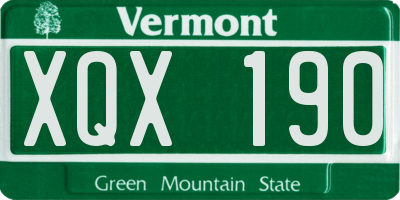 VT license plate XQX190