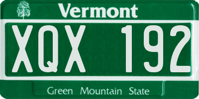 VT license plate XQX192