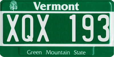 VT license plate XQX193