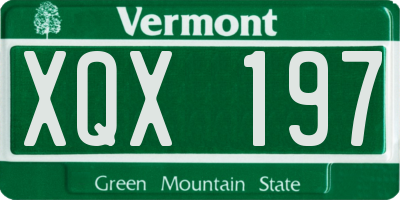 VT license plate XQX197