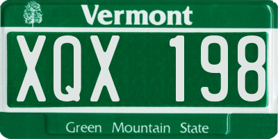 VT license plate XQX198