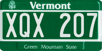 VT license plate XQX207