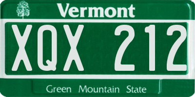 VT license plate XQX212