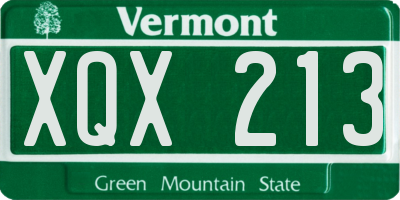 VT license plate XQX213