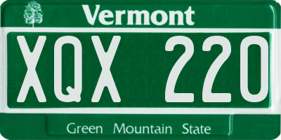 VT license plate XQX220