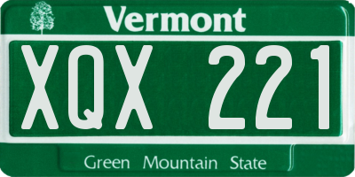 VT license plate XQX221