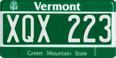 VT license plate XQX223