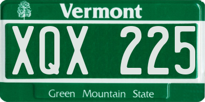VT license plate XQX225