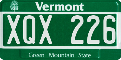 VT license plate XQX226