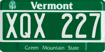 VT license plate XQX227
