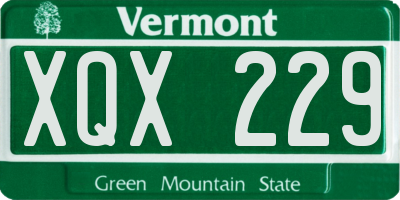 VT license plate XQX229