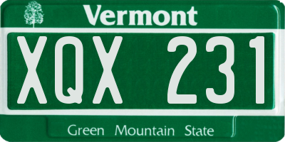 VT license plate XQX231