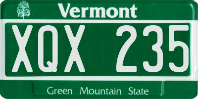 VT license plate XQX235