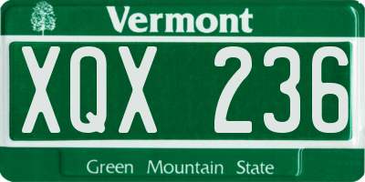 VT license plate XQX236