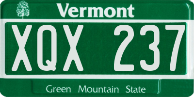 VT license plate XQX237