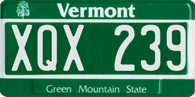 VT license plate XQX239