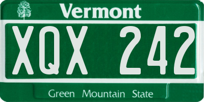 VT license plate XQX242